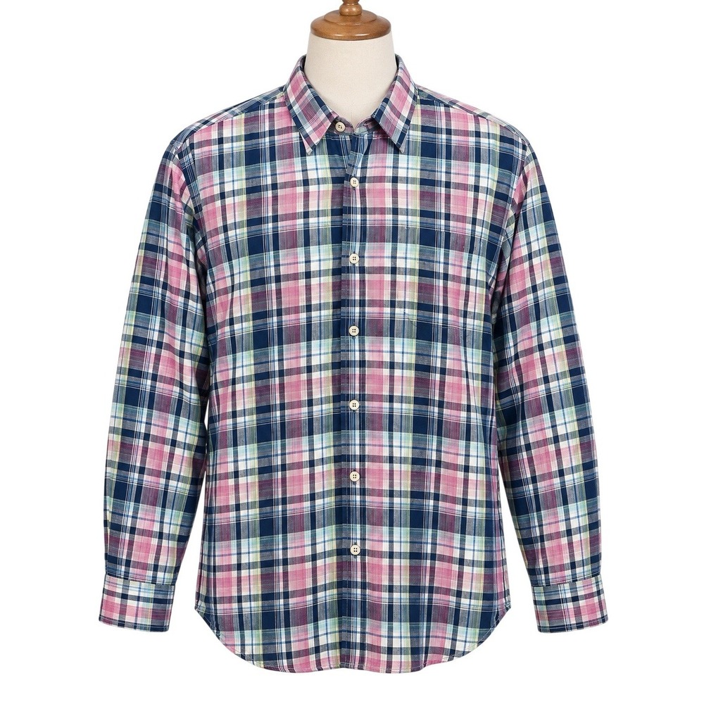 Tommy Bahama Shirt Mens L Multicolor Plaid Linen Button Up Long Sleeve Casual